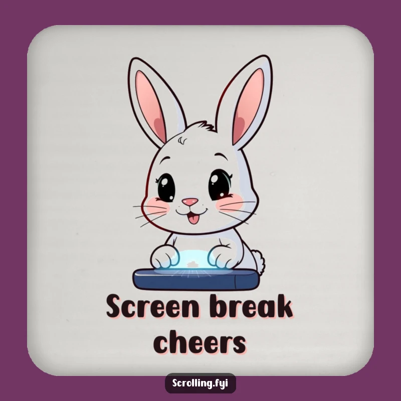 Funny Bunny Screen Coaster: Cute Bunny Decor, Protects Surfaces, Perfect Funny Gift