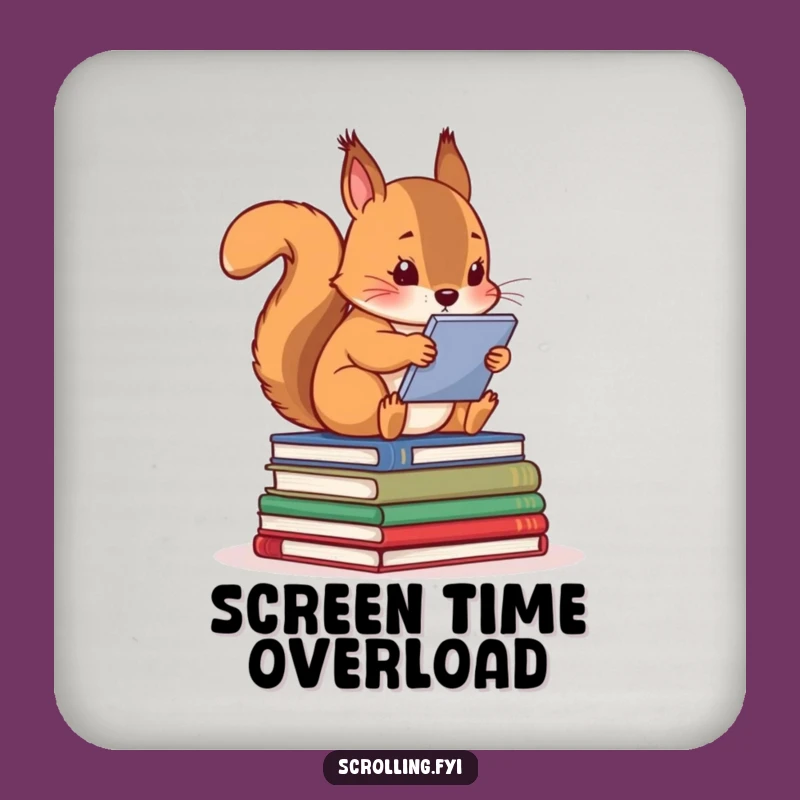 Funny Squirrel Screen Time Coaster: Protect Surfaces with Hilarious Tech Art, Perfect Gift
