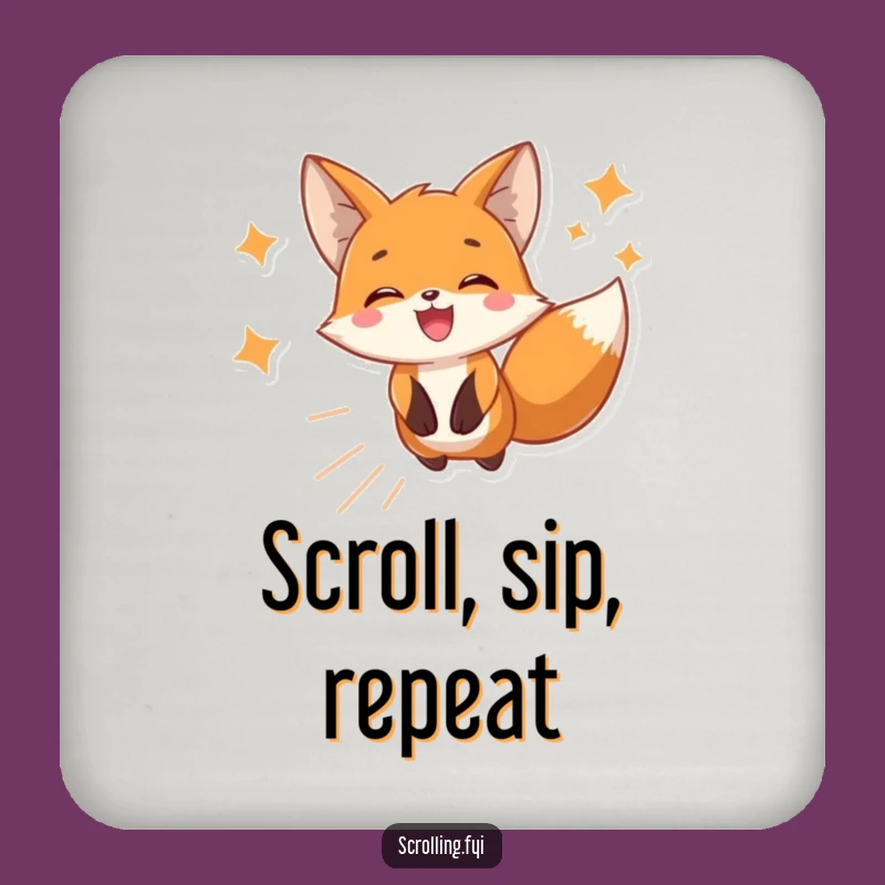 Funny Fox Scrolling Coaster - Protect Surfaces with Humor, Perfect Gift
