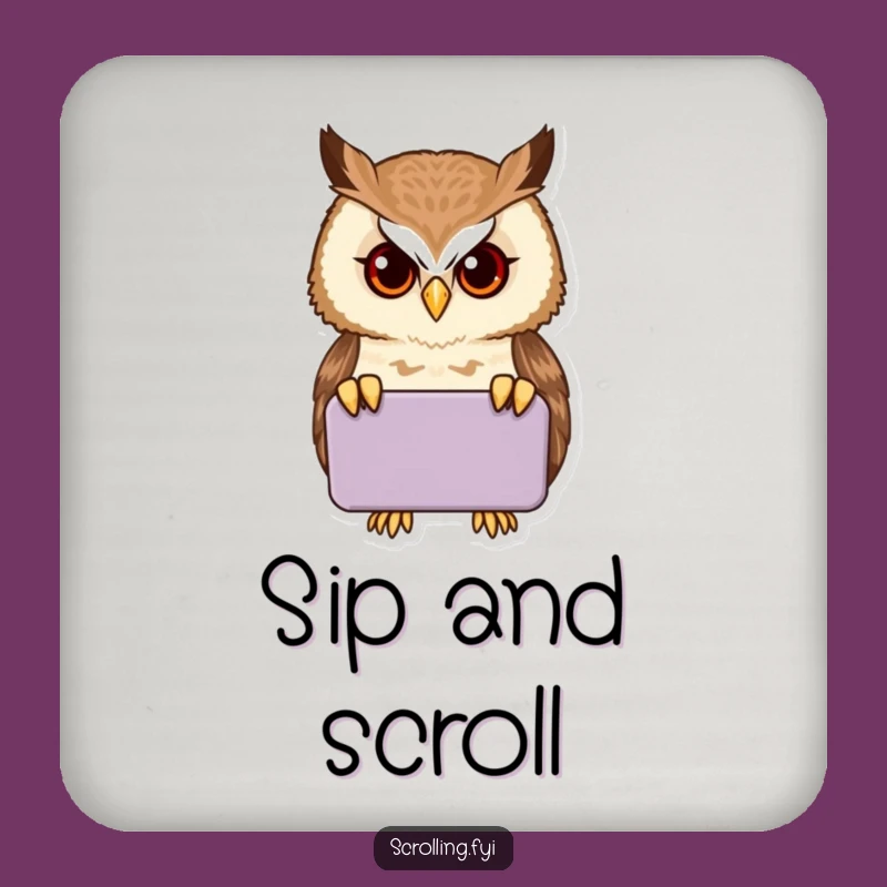 Funny Proud Owl Tech Coaster Set - Protect Surfaces with Humor