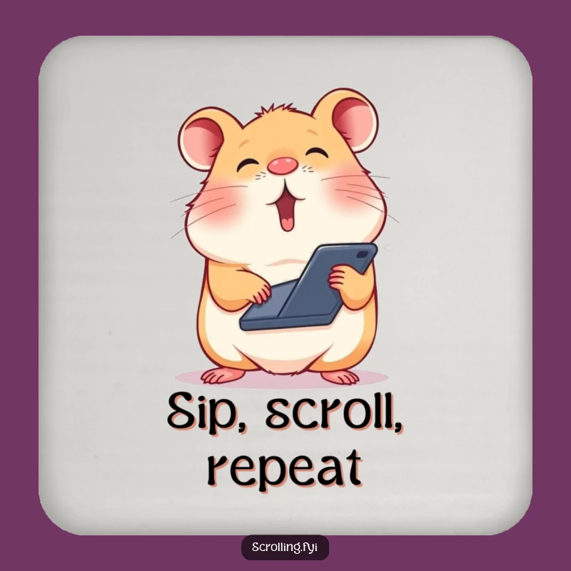 Funny Hamster Scroll Master Drink Coaster: Protect Surfaces with Speedy Humor!