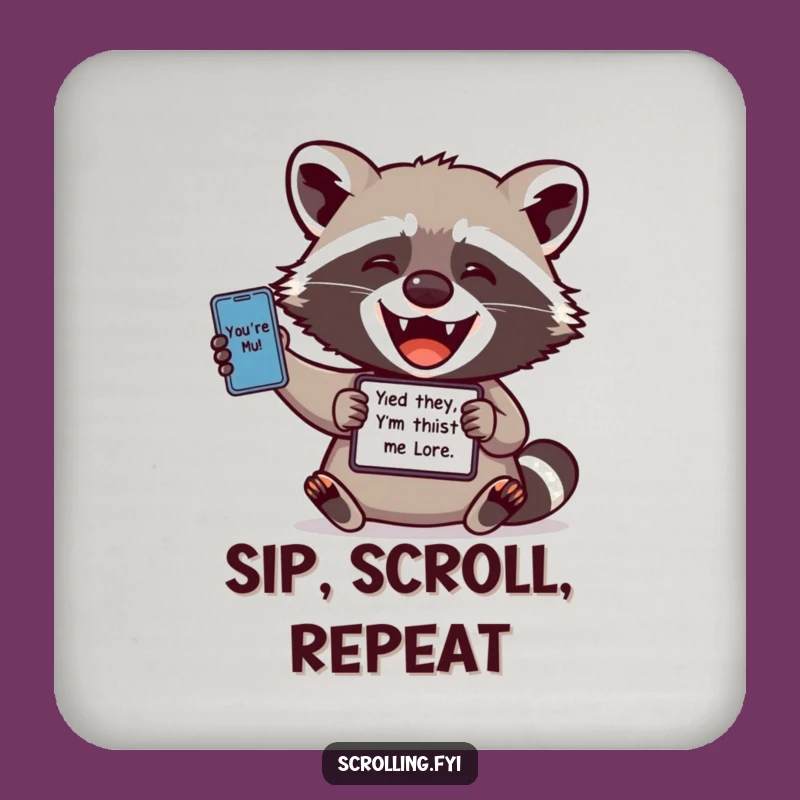 Funny Raccoon Meme Coaster: Delighted Raccoon Protects Surfaces with Laughs, Novelty Gift