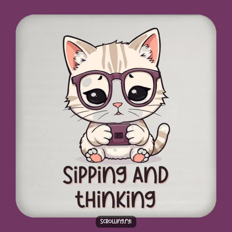 Funny Cat Coaster Set: Smart & Hilarious Tech Protection Gift