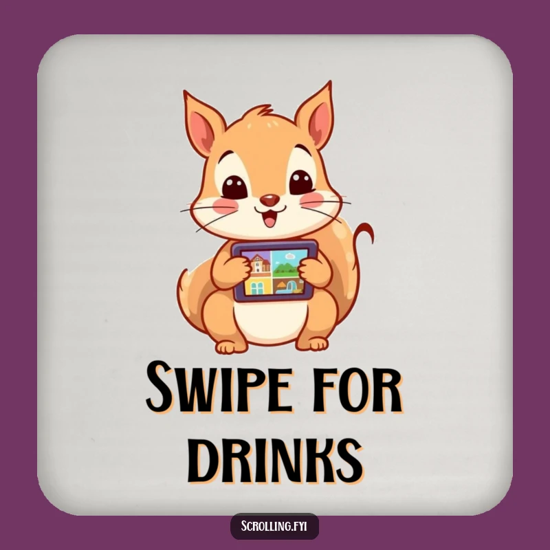 Funny Squirrel Coaster: Excited Scrolling for Your Drinks