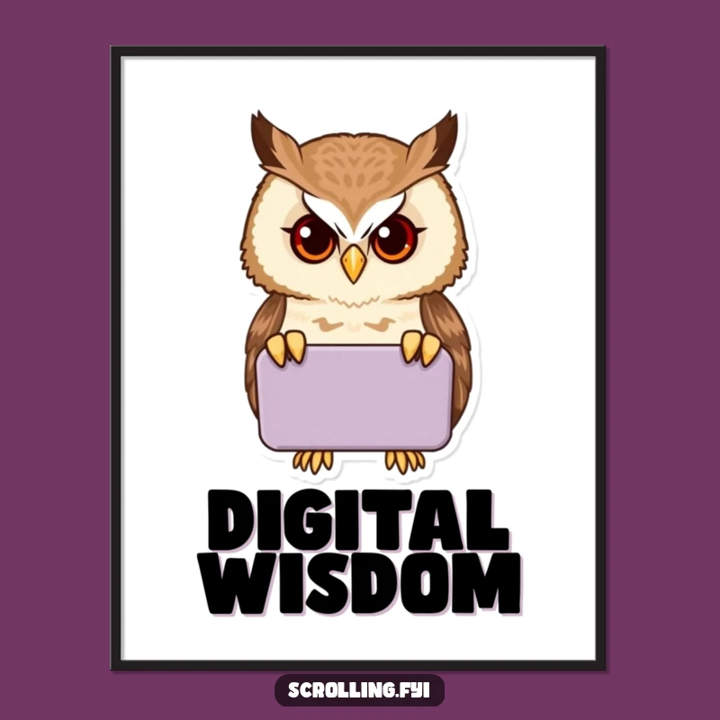 Funny Proud Owl Tech Poster - Whimsical Wall Art