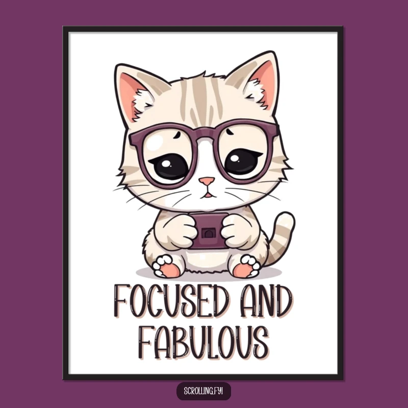 Funny Cat Art Poster: Witty & Hilarious Tech-Themed Gift