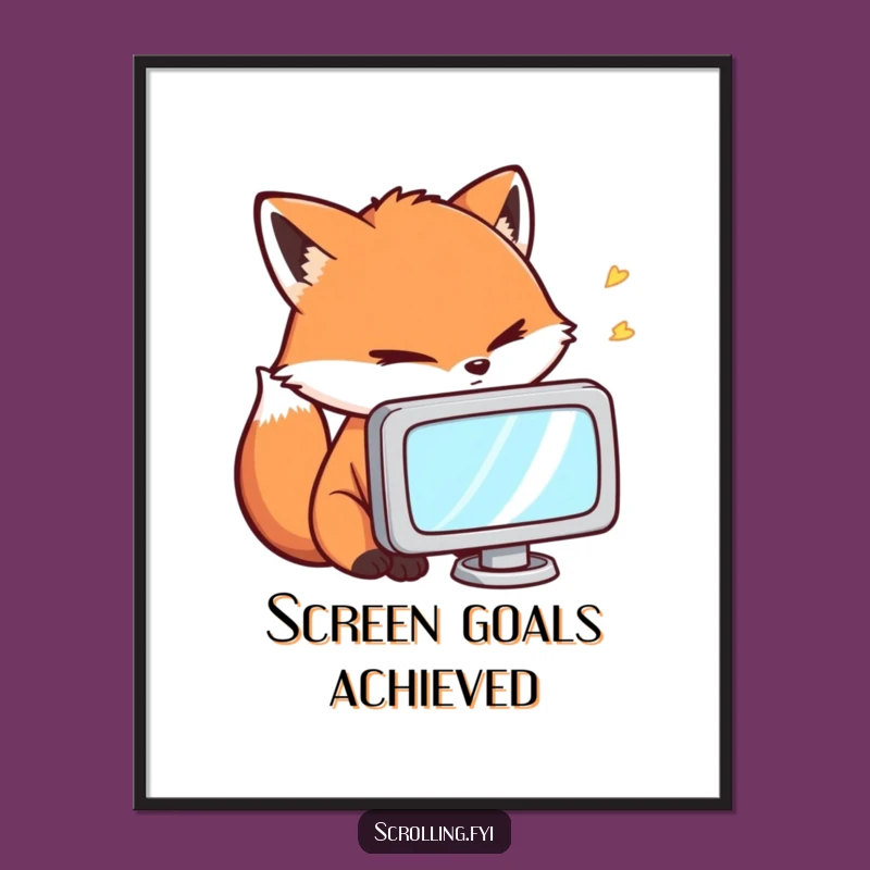 Funny Fox Gamer Poster: Intense Stare & Digital Art Gift