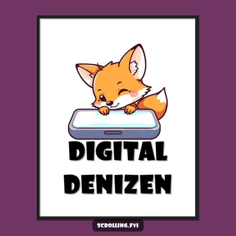 Funny Fox Tech Peek Poster: Hilarious Digital Art for Your Wall!