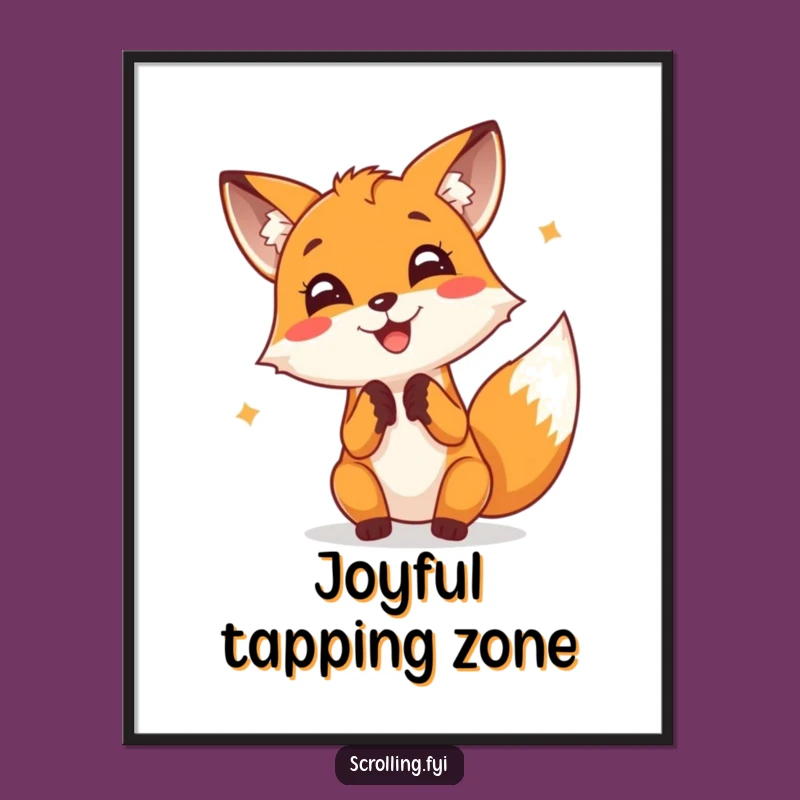 Funny Fox Typing Poster: Cheerful Fox Art, Hilarious Keyboard Decor