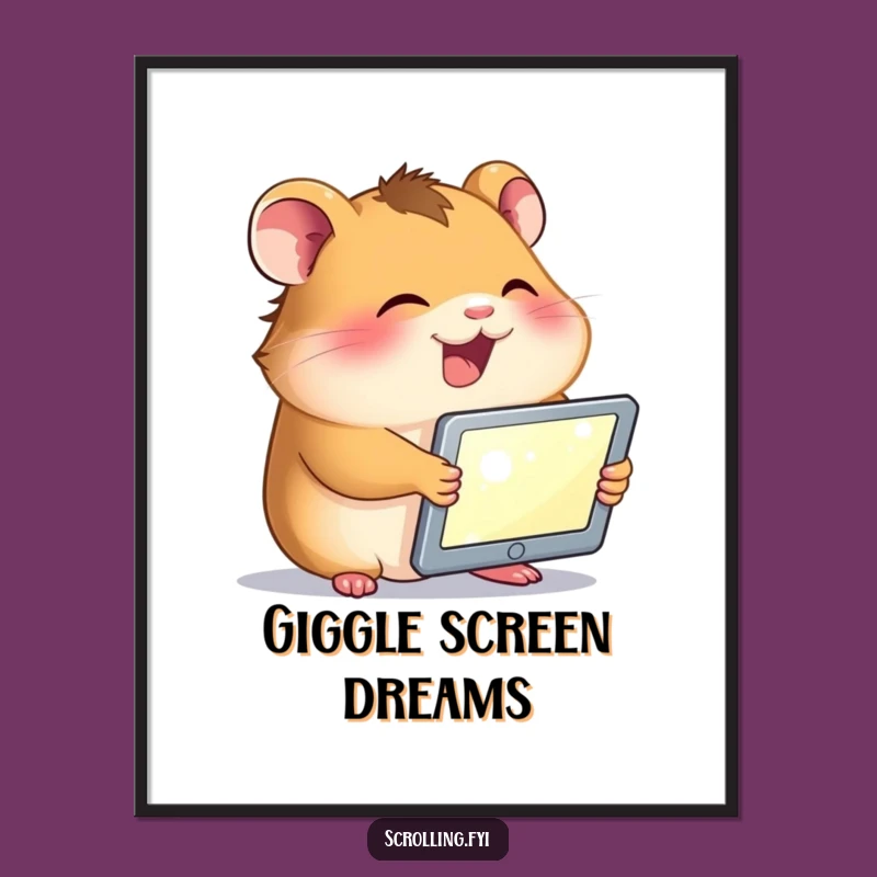 Funny Hamster Tablet Poster: Digital Delight, Hilarious Wall Art, Perfect Gift