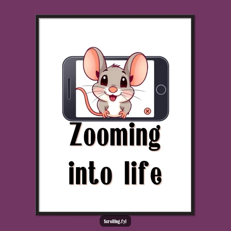 Funny Mouse Phone Poster: Hilarious Animal Art for Tech-Focused Spaces