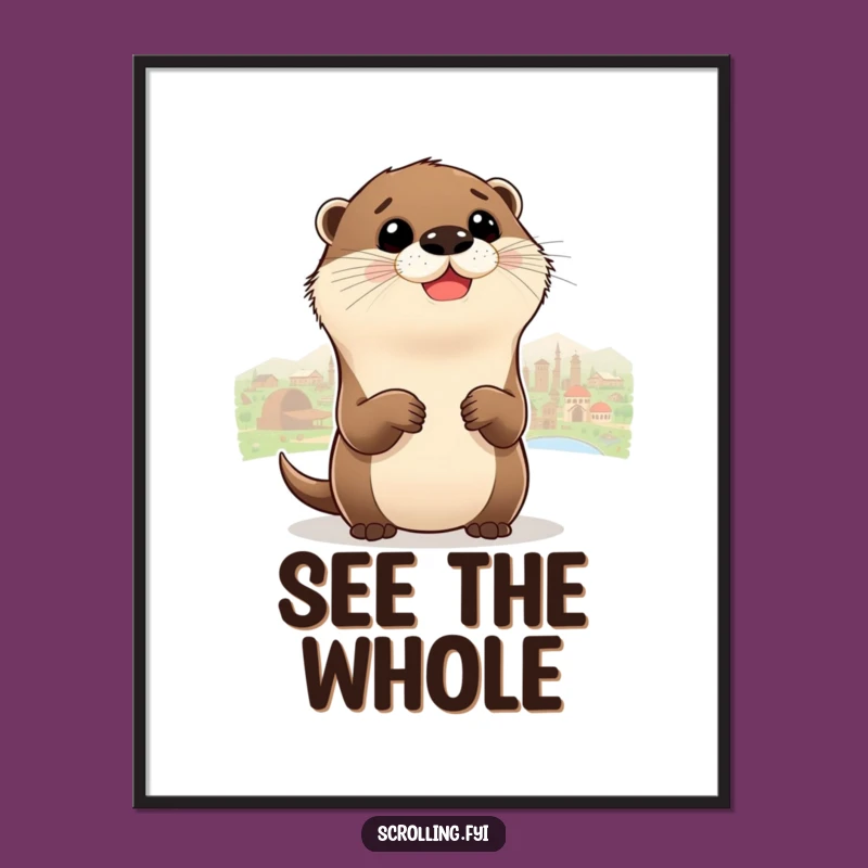 Funny Otter Panorama Poster Print - Joyful Art for Nature Lovers