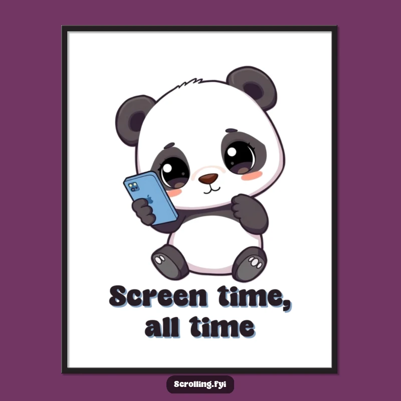Funny Panda Phone Art Poster: Add Digital Charm to Your Walls