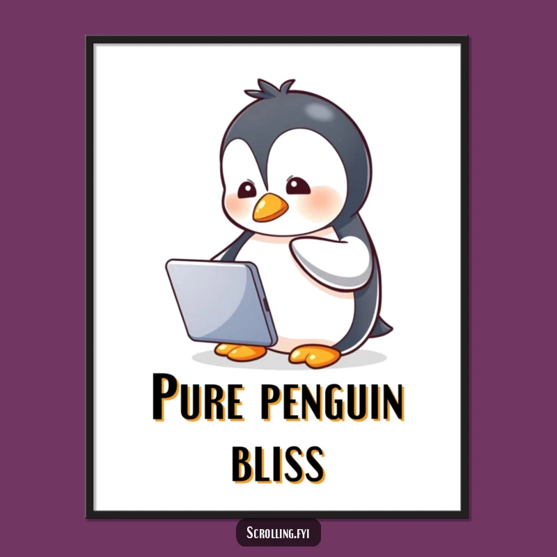 Funny Penguin Digital Delight Poster: Hilarious Wall Art for Penguin Aficionados