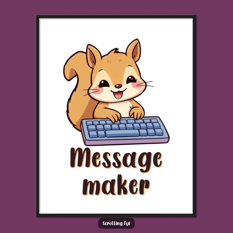 Funny Squirrel Poster Print - Hilarious Art for Your Workspace