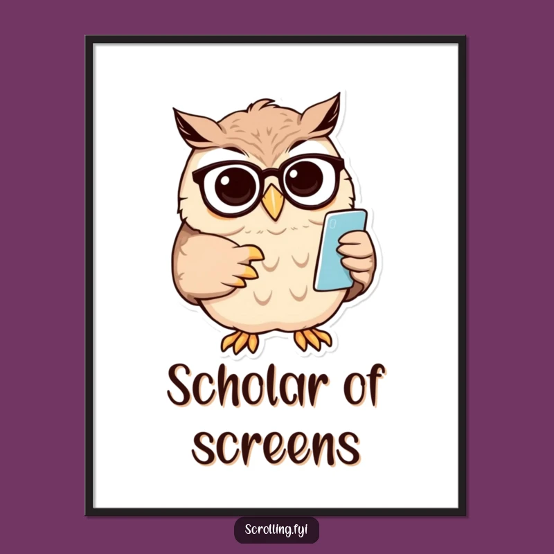 Funny Owl Poster: 'Wise Tech' Art Print - A Hilarious Intellectual Gift