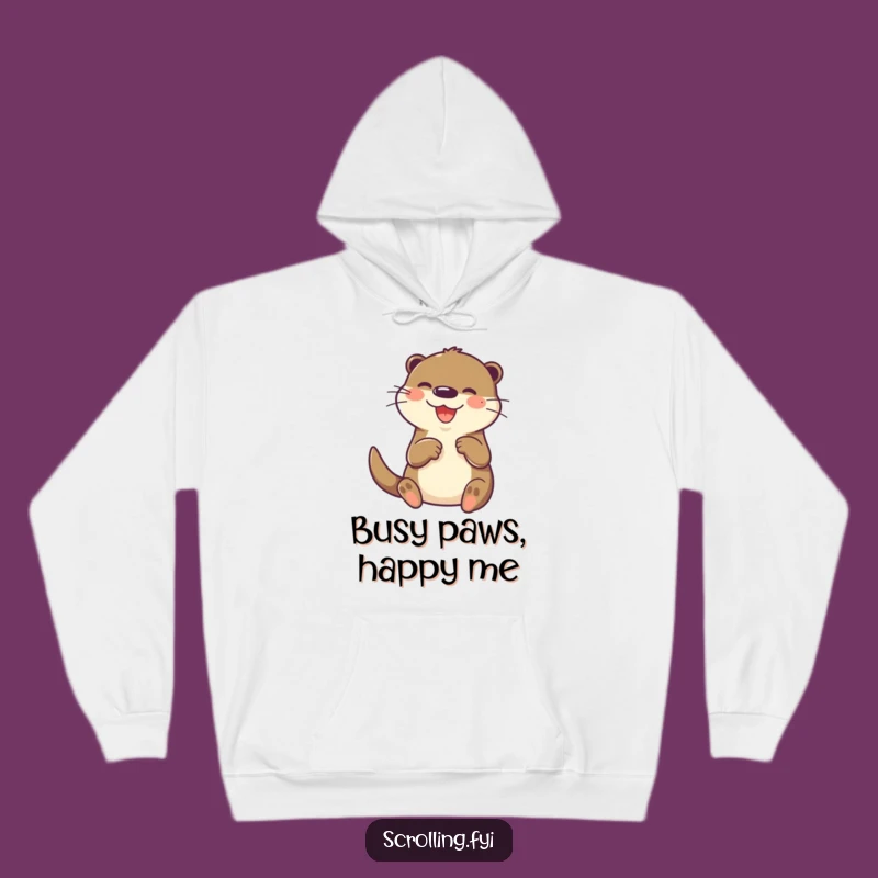 Funny Otter Tech Hoodie: Cozy Paw Tapping Screen Sweatshirt for Gadget Fans