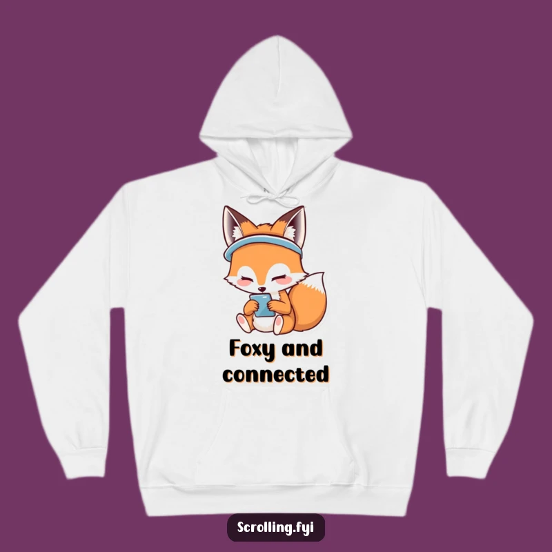 Funny Happy Fox Phone Hoodie: Cozy & Cheerful Tech Gift