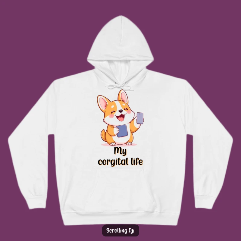 Cozy Funny Corgi Tech Buddy Hoodie: A Warm and Hilarious Gift for Corgi Fans