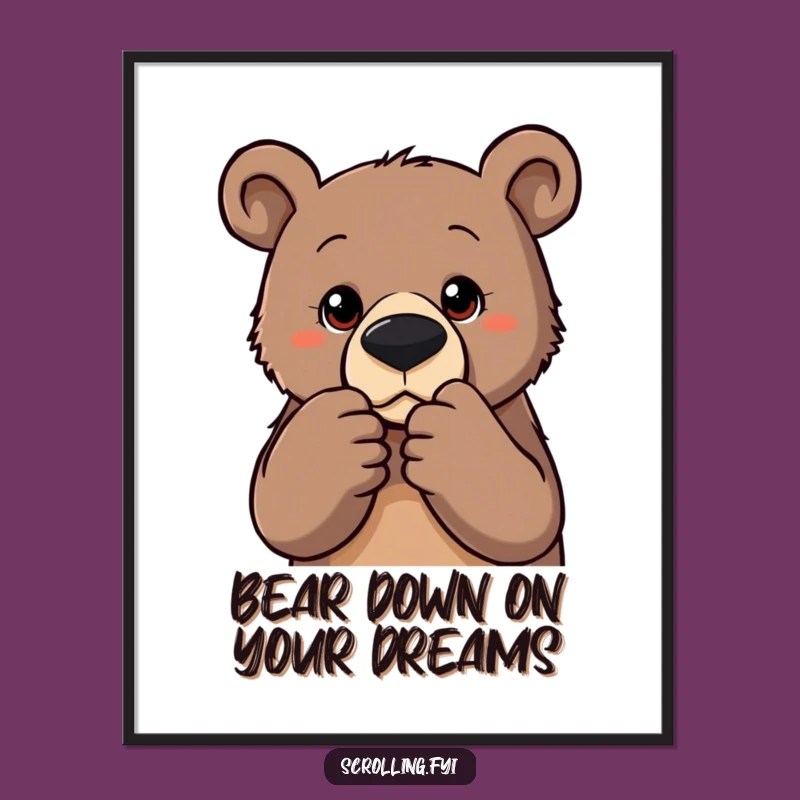 Free Printable Bear Wall Art: Funny Zooming Animal Art Downloadable Decor