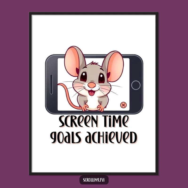 Free Printable Mouse Screen Art - Playful Zooming Downloadable Wall Decor