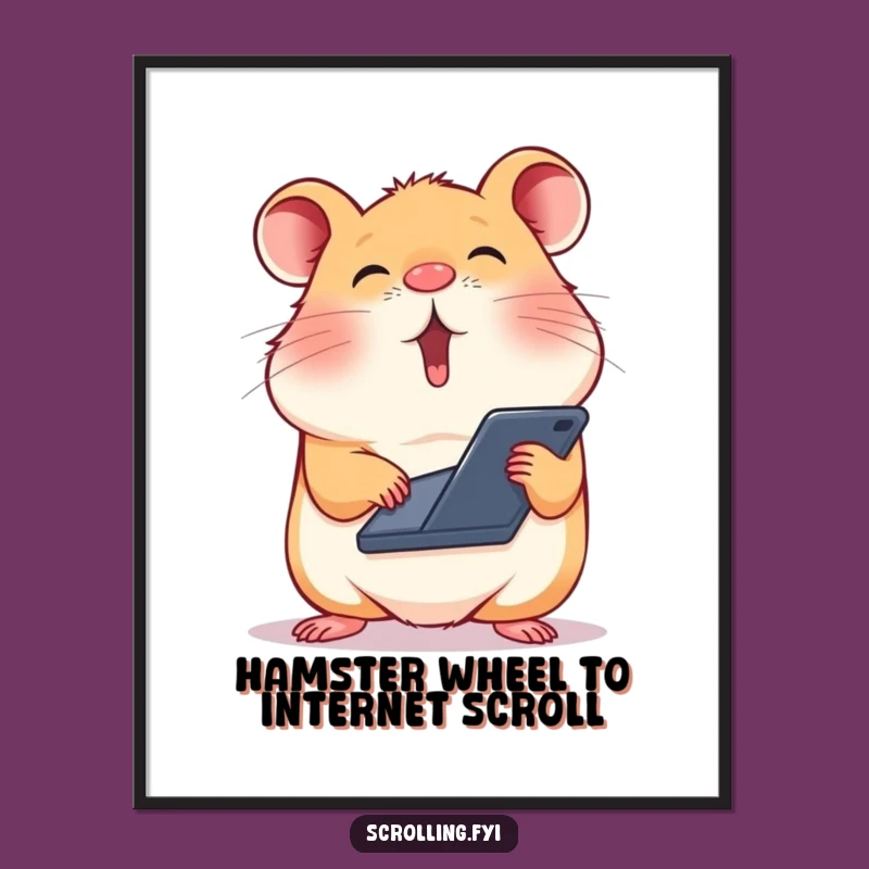Funny Free Printable Wall Art: Hamster's Social Scroll Downloadable Decor