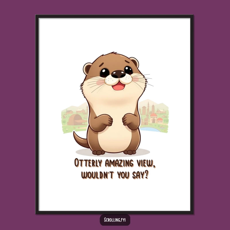 Funny Free Printable Wall Art: Otter's Panoramic Wonder, Quirky Downloadable Decor