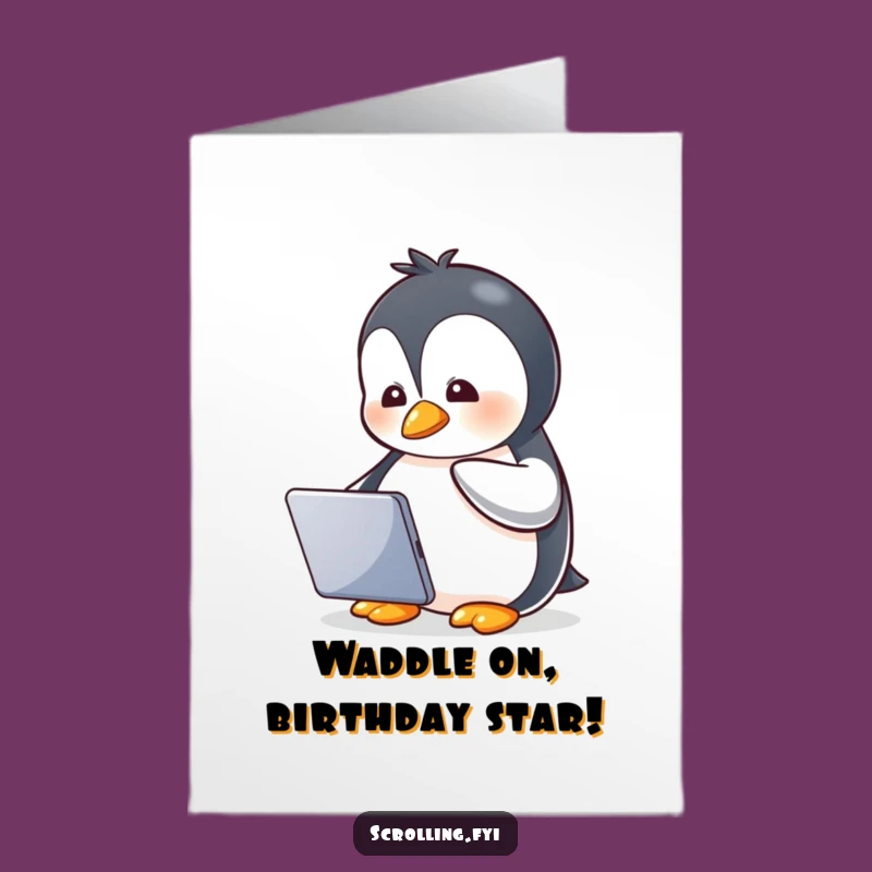 Free Printable Penguin Birthday Card: Funny Downloadable Gift for Tablet Lovers
