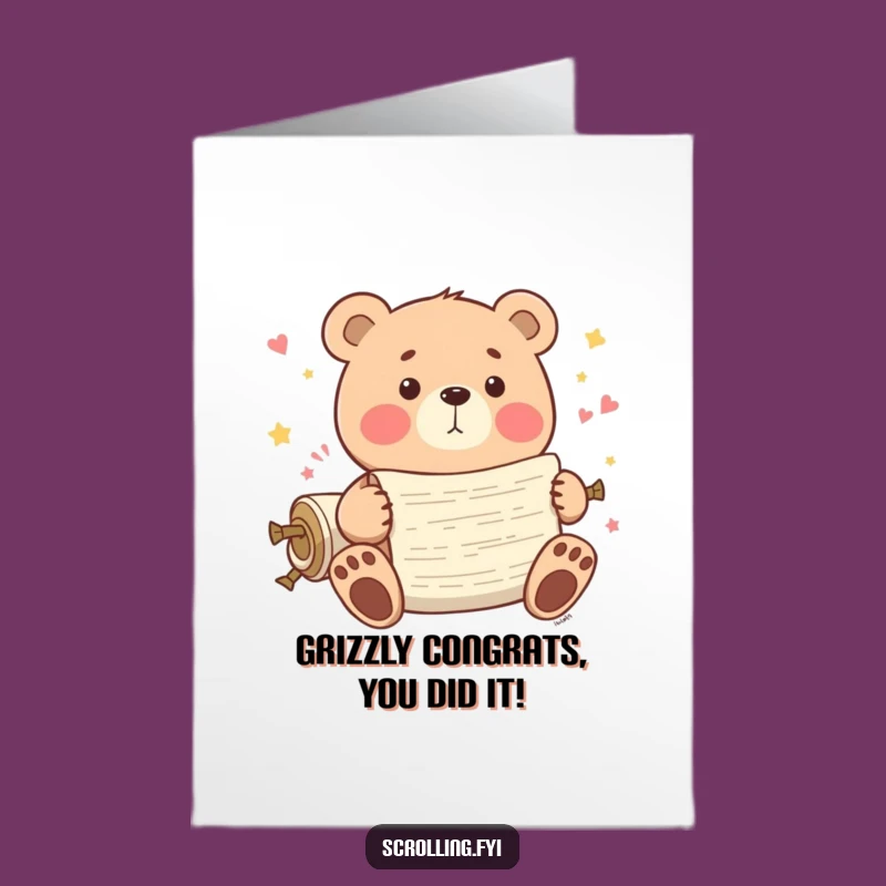 Free Printable Bear Congrats Card: Funny Scrolling for Shared Digital Happiness
