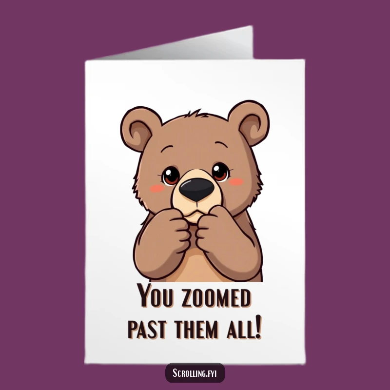 Free Printable Bear Congrats Card: Funny Zooming Animal Downloadable Gift
