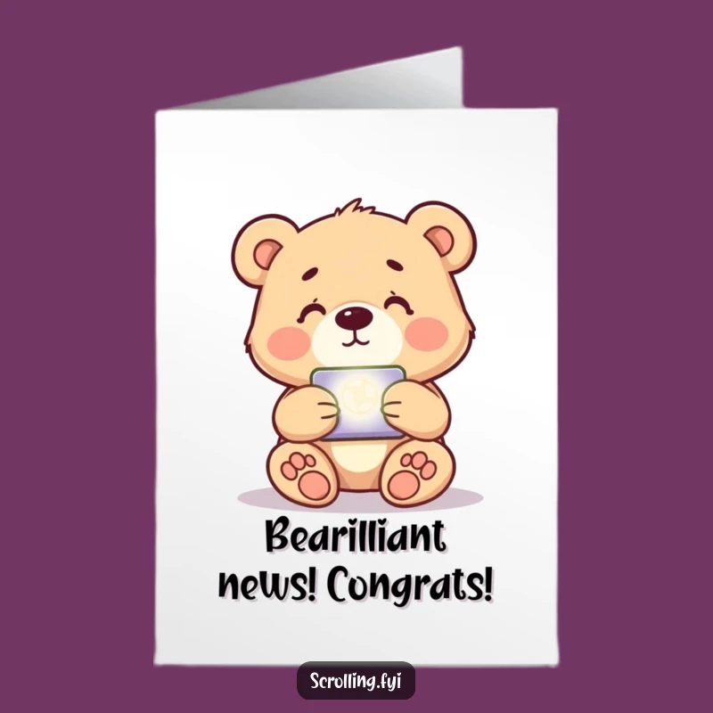 Free Printable Bear Congratulations Card: Funny Downloadable for Digital Achievements
