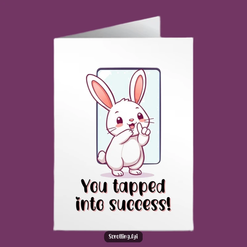 Free Printable Congrats Card: Humorous Rabbit Tech Swipe, Ideal DIY Downloadable Gift