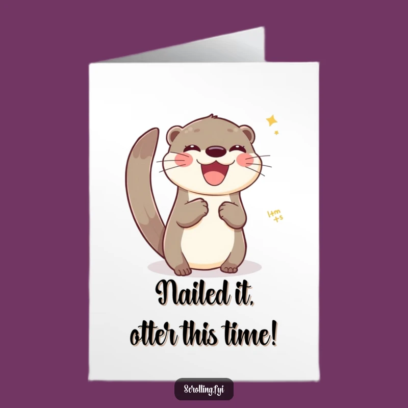 Free Printable Congrats Card: Otter's Easy Win, Funny DIY Gift