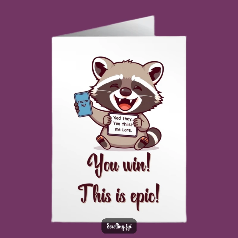Free Printable Congrats Card: Raccoon Meme Fan