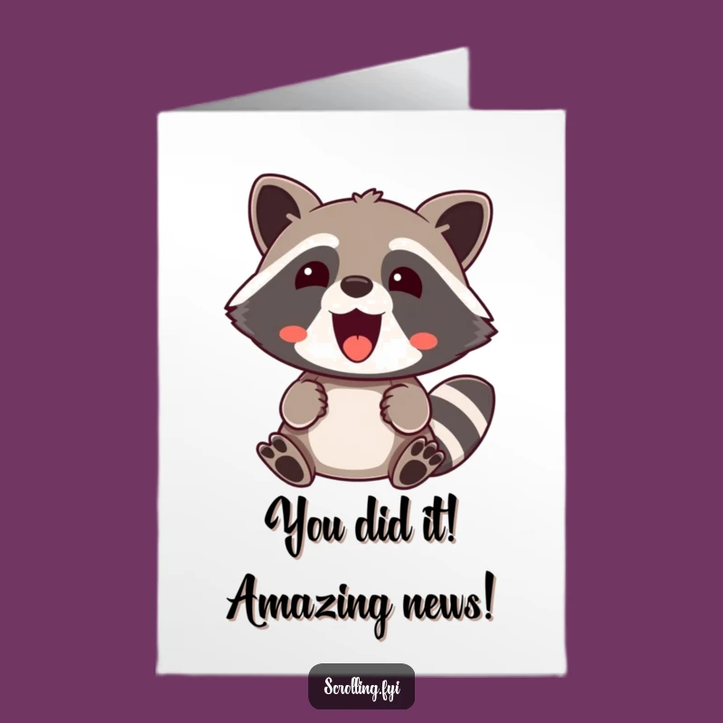 Free Printable Raccoon Congrats Card: Surprise Your Friend with a Funny Downloadable Gift!