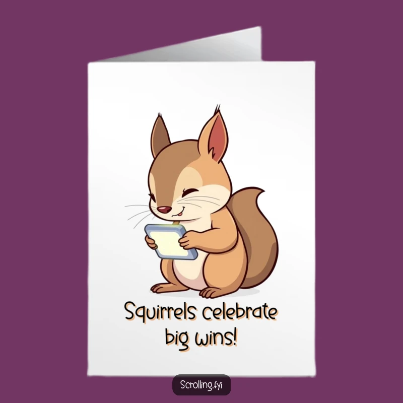 Free Printable Congrats Card: Funny Squirrel on Phone, Digital Download for Easy Print at Home