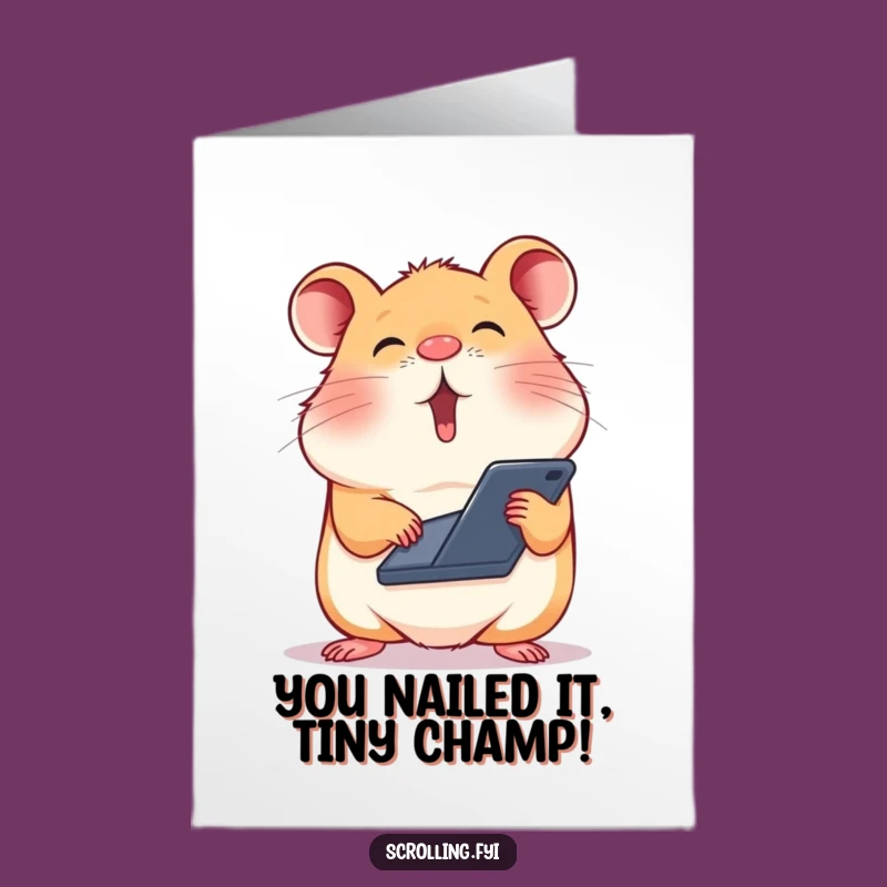 Free Printable Congrats Card: Hamster Celebrates News Digitally Downloadable