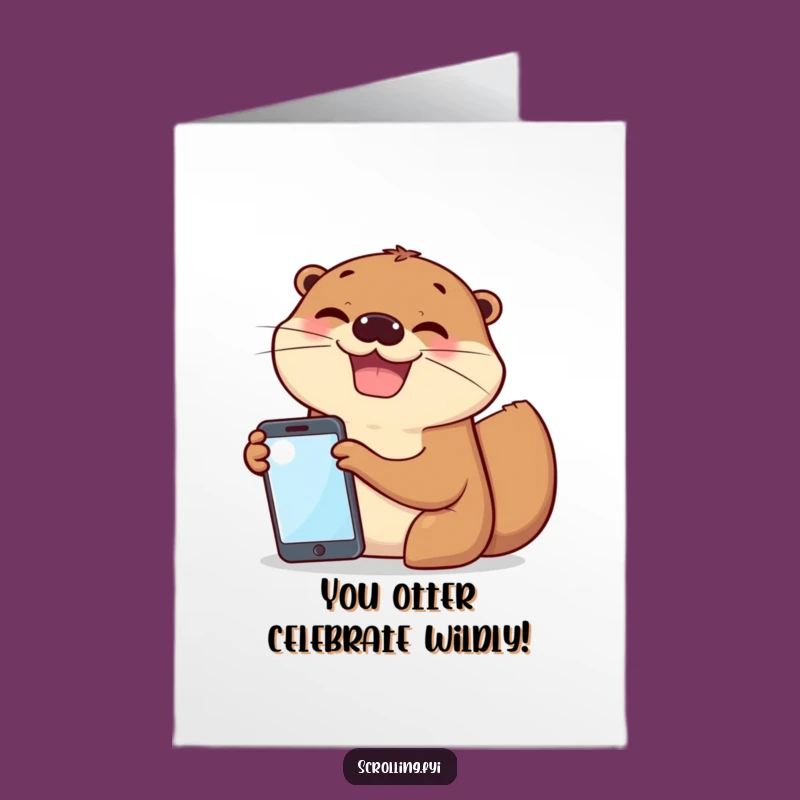 Free Printable Congrats Card: Otter Shares Screen, Joyful Downloadable Gift!