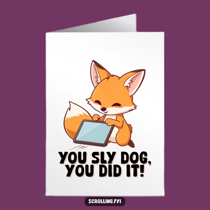 Free Printable Congrats Card: Speedy Fox Tech Victory, Downloadable, Print at Home