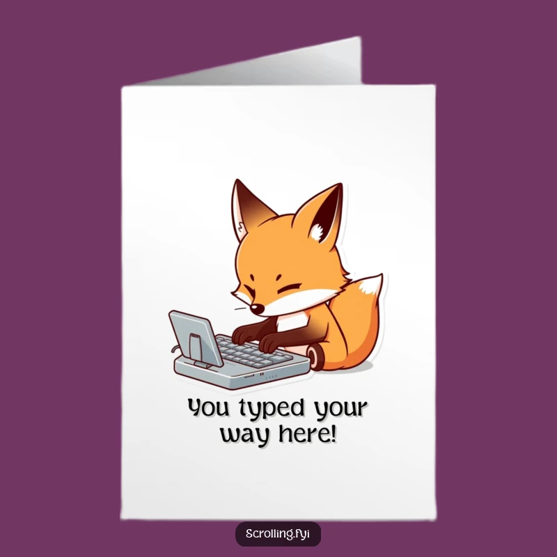 Free Printable Fox Congrats Card: Funny Typing Downloadable Gift