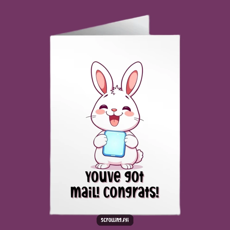 Free Printable Rabbit Congrats Card: Funny Phone Glow for Celebratory Messages