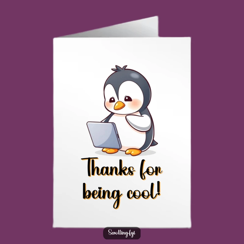 Free Printable Penguin Thank You Card: Funny Downloadable for Cool Thanks