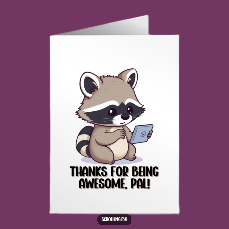 Free Printable Raccoon Thank You Card: Funny Downloadable for Showing Gratitude
