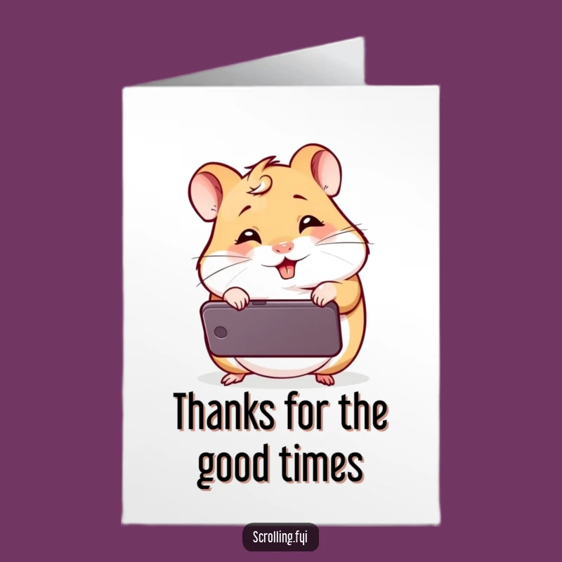 Free Printable Thank You Card: Hamster's Phone Reaction, Funny Downloadable Gift