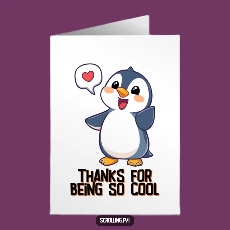 Free Printable Thank You Card: Penguin's Notified Thanks, Downloadable DIY Appreciation