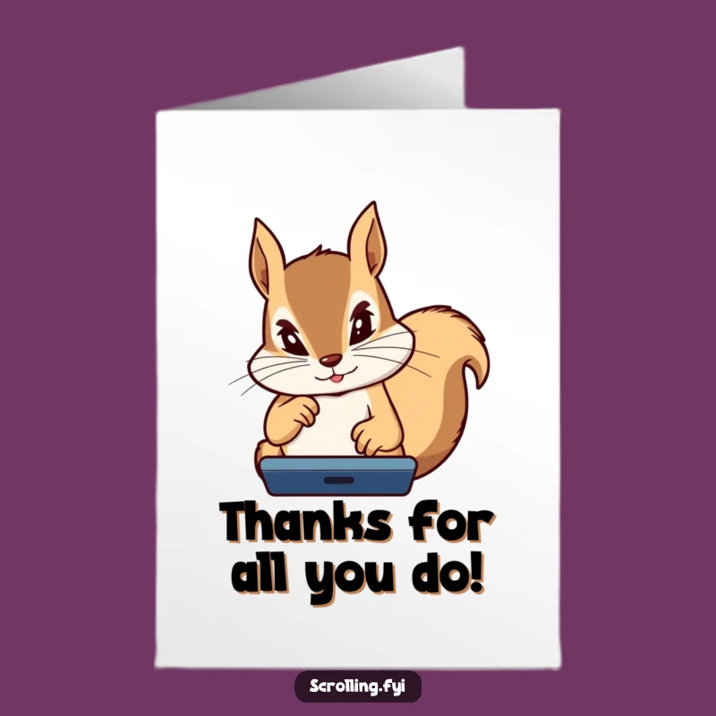 Free Printable Thank You Card: Squirrel's Tech Gratitude, Downloadable, Print at Home