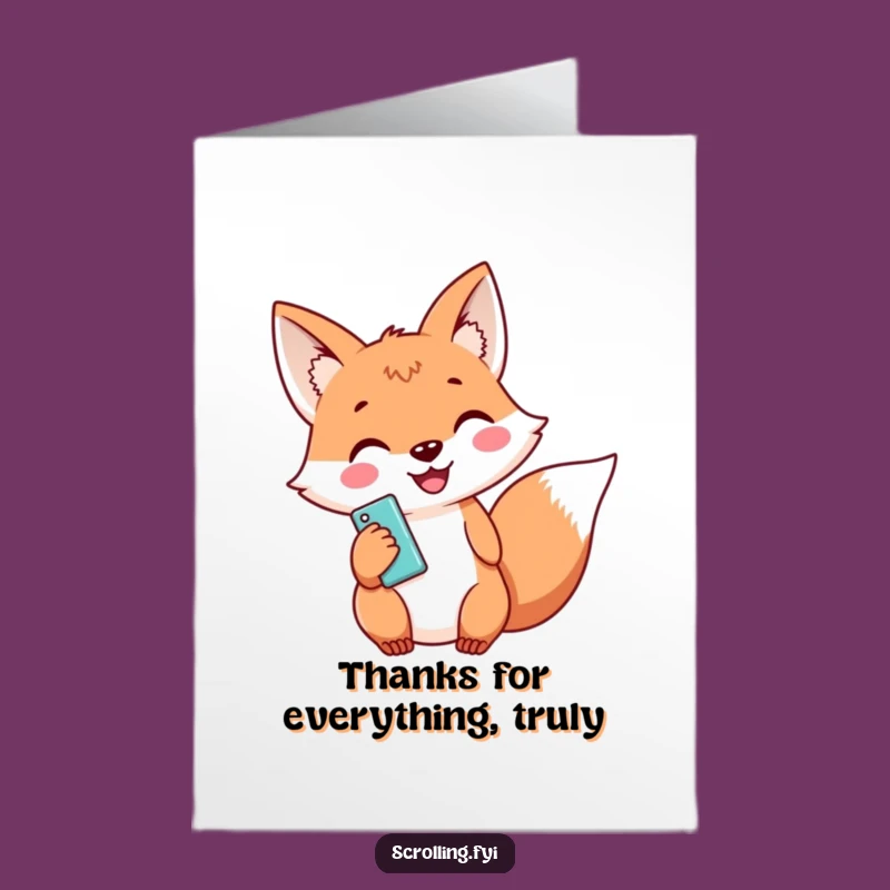 Free Printable Fox Thank You Card: Funny Downloadable for Expressing Gratitude
