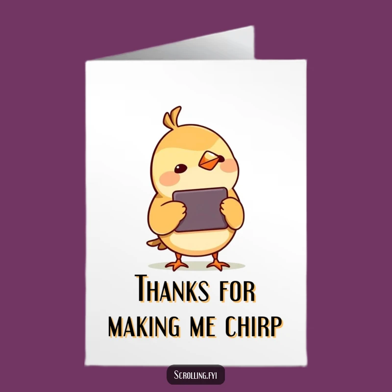 Free Printable Thank You Card: Bird's Device Fascination, Funny Downloadable Gift