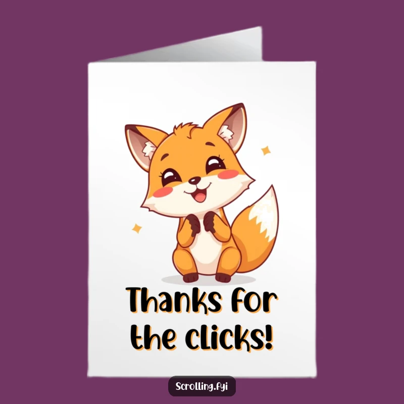 Free Printable Fox Thank You Card: Funny Tapping Screen for Digital Gratitude