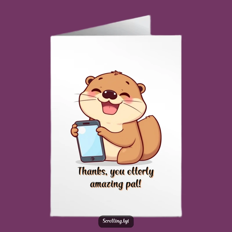 Free Printable Thank You Card: Otter Shares Phone, Grateful Downloadable Gift!